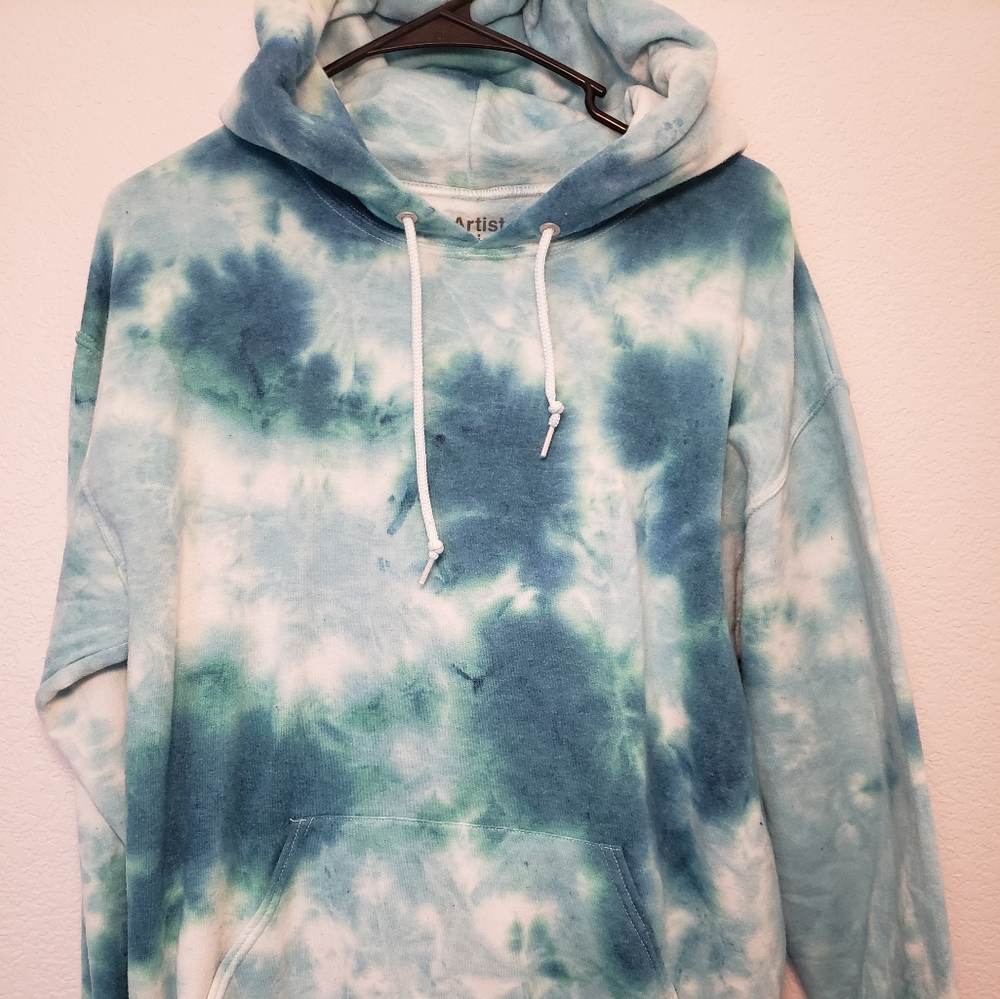 Artist Union Tye dye Teal Mens Hoodie Sweater